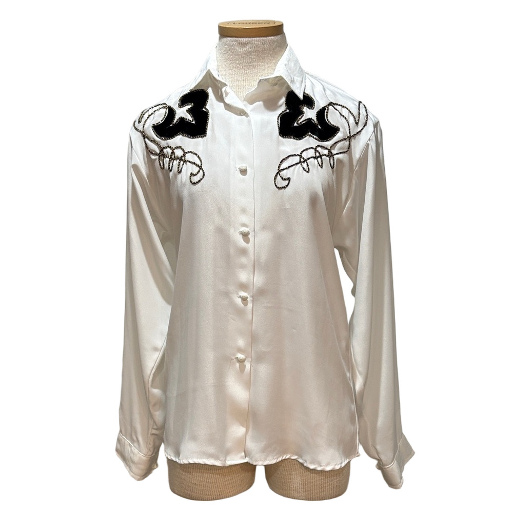 Roper sz 5/6 white western cowgirl button down shirt